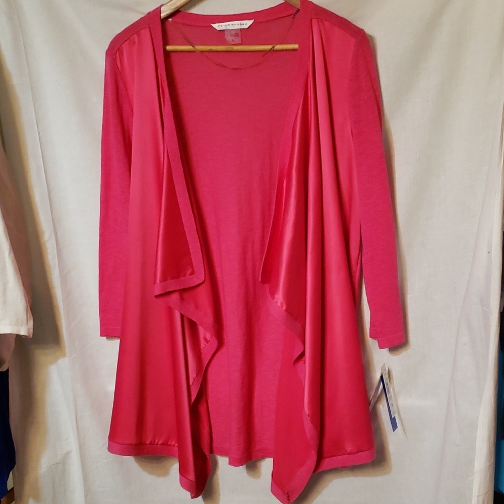 Peter Nygard Pink Open Front Cardigan